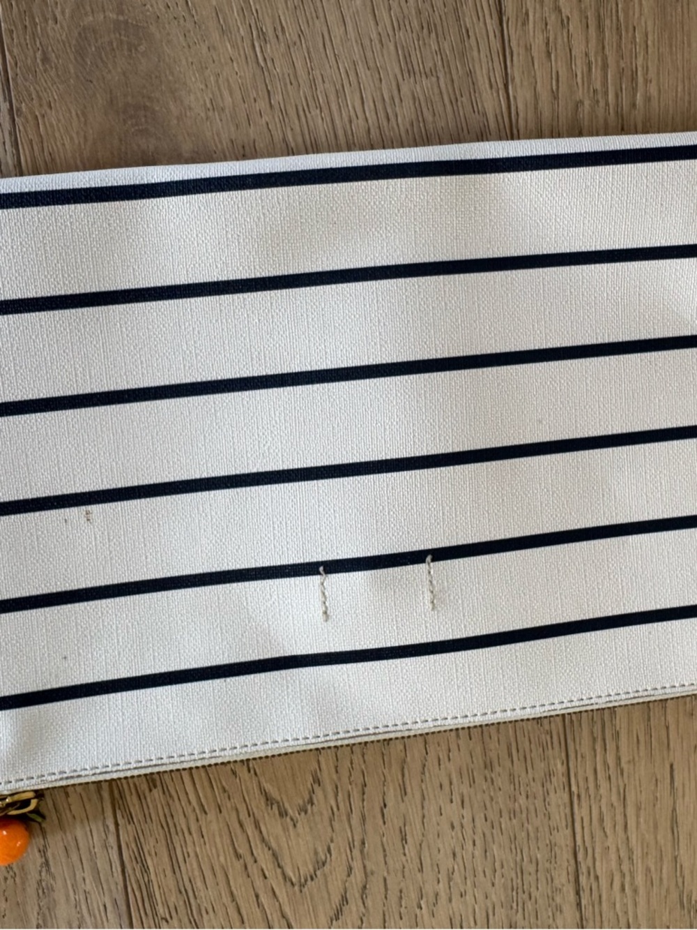 J. Crew Stripe Pouch White Blue - Picture 4 of 7